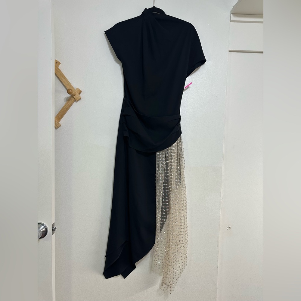 NWT STAUD Effie Drape Mock Neck Asymmetrical Max Dress, Size 2 - Picture 5 of 10